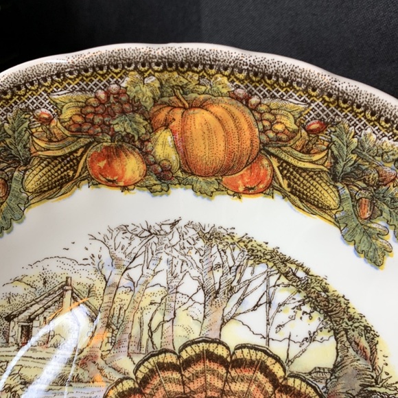 Set of 2 vintage Queen’s HARVEST BOUNTY 8” Thanksgiving soup / cereal bowls - Picture 4 of 9